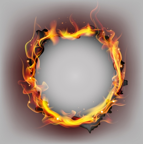 lingkaran latar belakang kertas dibakar api ornamen
