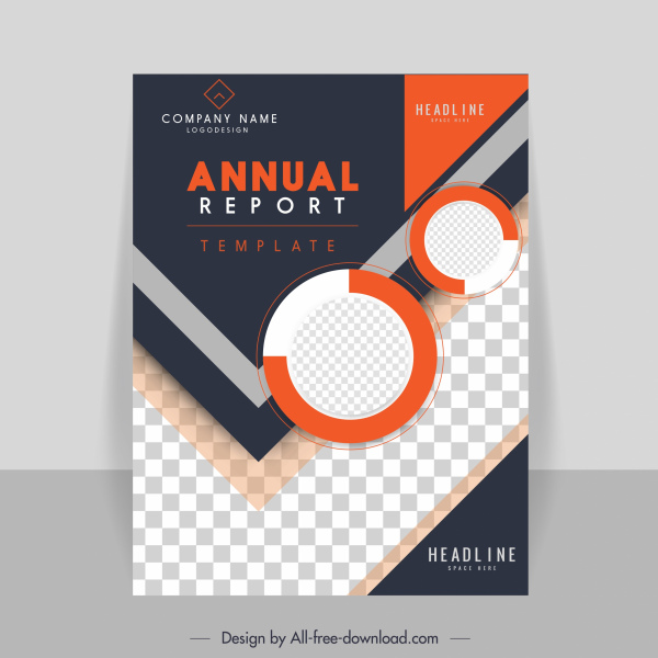 templat sampul laporan tahunan bisnis geometri kotak-kotak yang elegan