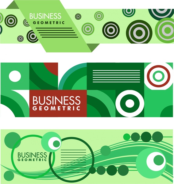 Bisnis banner mengatur gaya desain hijau geometris abstrak