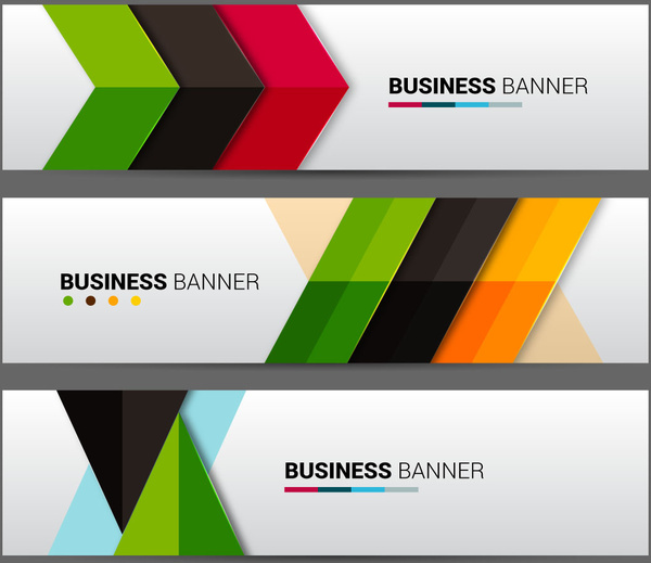 set bisnis banner dengan latar belakang warna-warni Panah