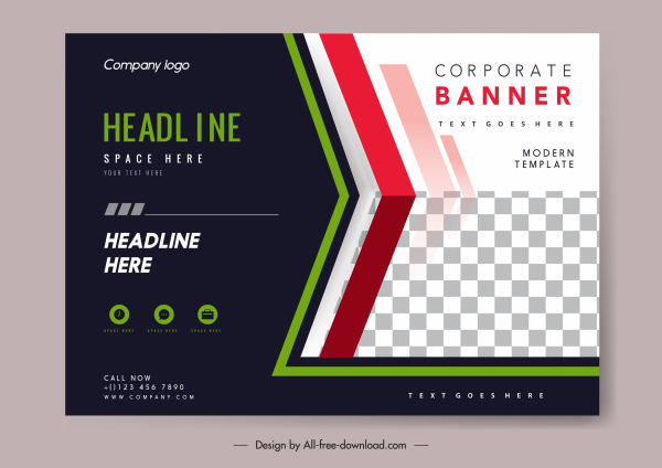 Business Banner Template Contrast Design Elegant Checkered Decor Business Banner Template Contrast Design Elegant Checkered Decor