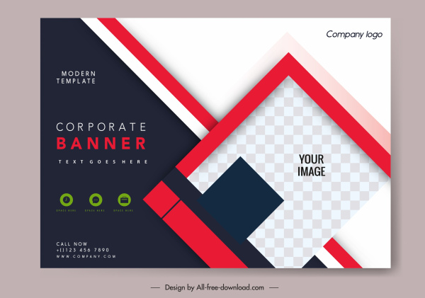 template banner bisnis dekorasi elegan kotak-kotak geometris