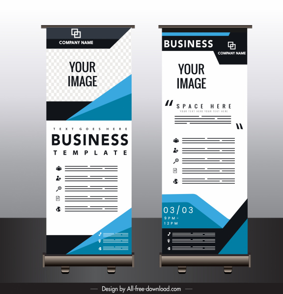 template banner bisnis dekorasi teknologi modern standee vertikal