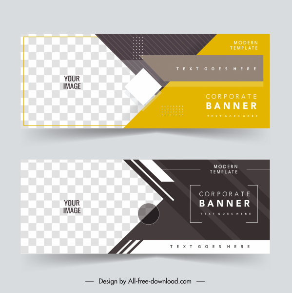 template spanduk bisnis desain horizontal kotak-kotak elegan modern