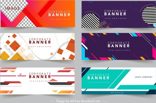 비즈니스 배너 템플릿 여러 가지 빛깔의 현대 추상 디자인
