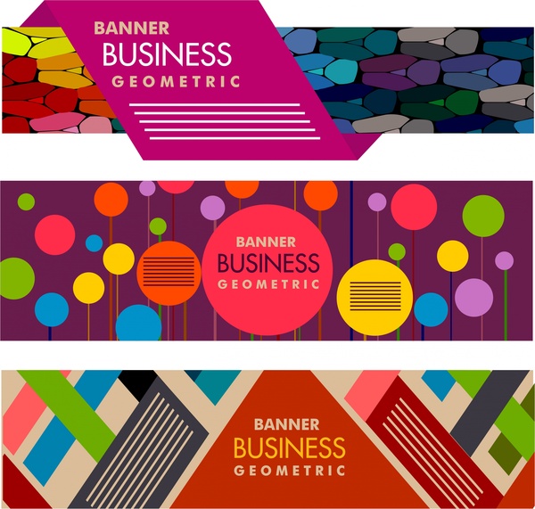 Бизнес баннеры набор цветной абстрактный дизайн
