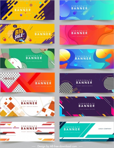 Banners de negócios Coleção de modelos Decoração geométrica abstrata colorida