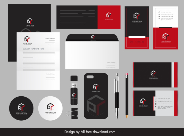 identitas branding bisnis menetapkan desain kontras tipe logotype kubik
