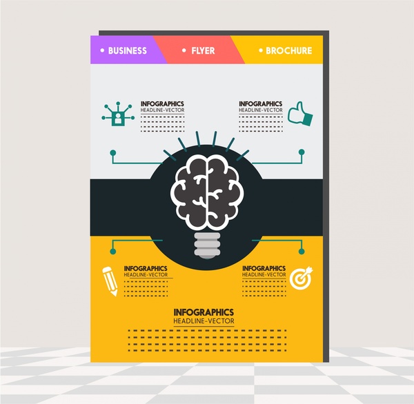 Business-Broschüre Design mit Brainstorm Infografik illustration