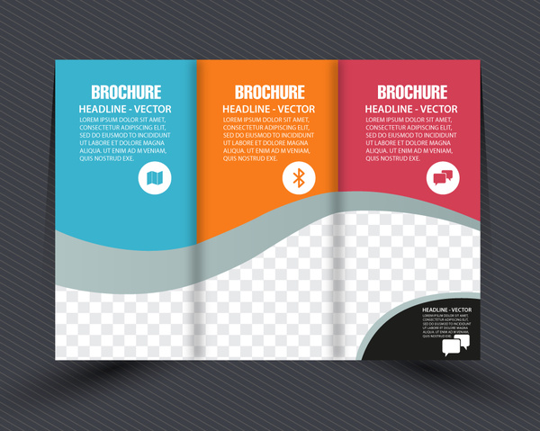 Desain brosur bisnis dengan lipat tiga kotak-kotak gaya