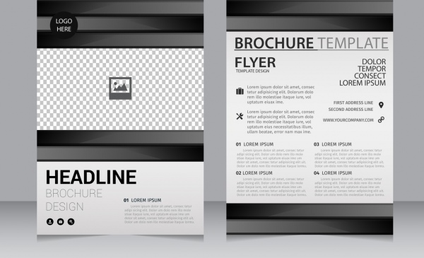 Business Brochure Template Black White Checkered Decoration