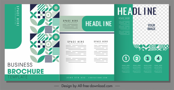 бизнес-брошюра шаблон тройной дизайн элегантный плоский современный