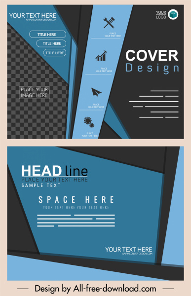 template brosur bisnis dekorasi berwarna gelap modern