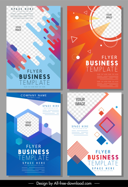 Plantillas de folletos de negocios modernas dinámicas geométricas decoración a cuadros
