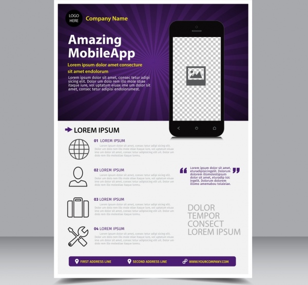 Иконка Бизнес брошюра фиолетовый луч фон мобильные приложения