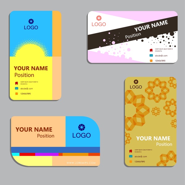 layout de cartão define design com vários estilos