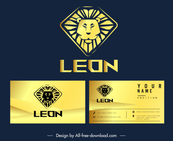 plantilla de logotipo de tarjeta de visita de león dorado cara boceto