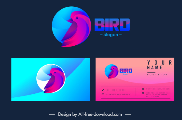 Visitenkarte Logotyp Vogel Skizze dunkles Design