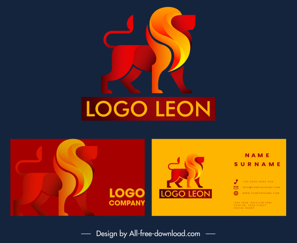 визитная карточка logotype льва эскиз темно-оранжевый декор