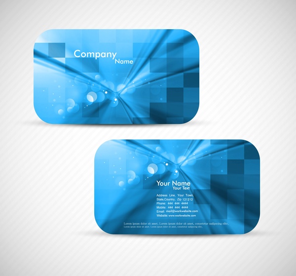 tarjetas presentación conjunto ilustración vectorial colorido azul