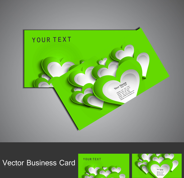 cartão de negócios conjunto elegante vector coração colorido