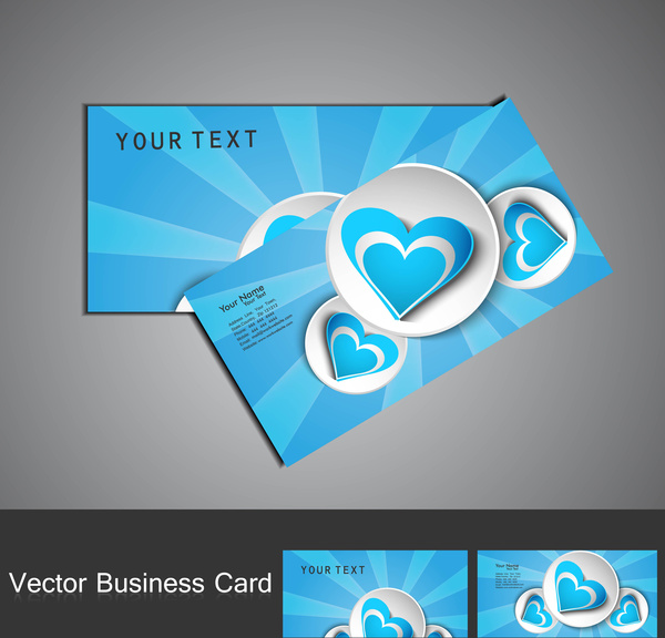business card set colorato cuore elegante vettoriale