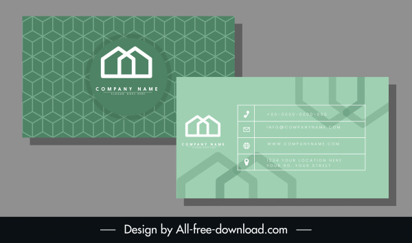 plantilla de tarjeta de visita abstracta decoración verde geométrica moderna