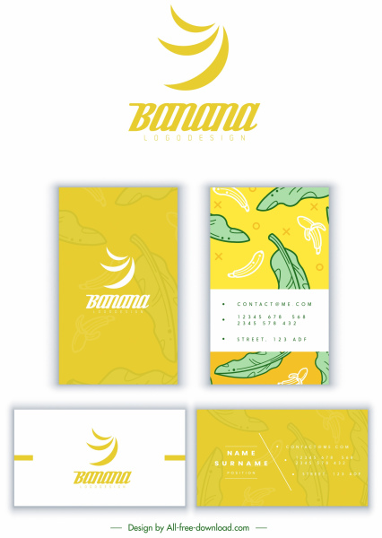 Классический дизайн визитной карточки шаблон банан тема эскиз