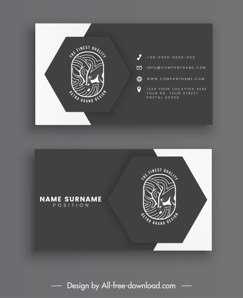 шаблон визитной карточки черный белый логотип оленей декора