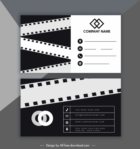 bisnis kartu template film hitam putih strip dekorasi