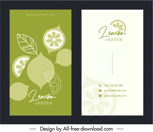 шаблон визитной карточки яркий плоский классический лимонный декор
