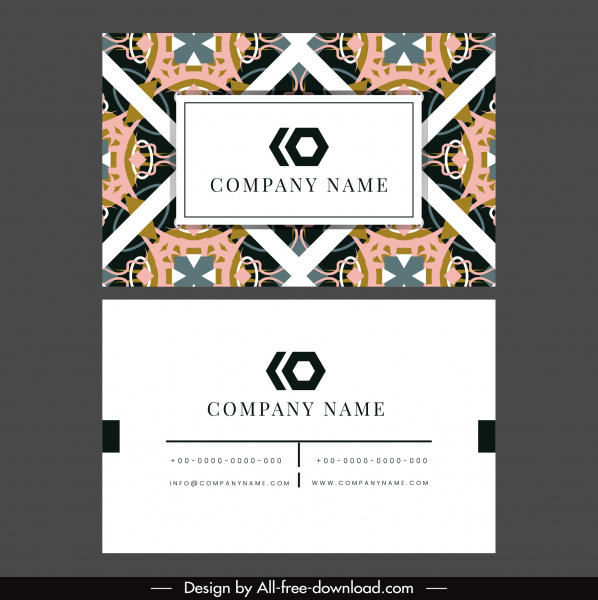 template kartu bisnis dekorasi pola simetris abstrak klasik