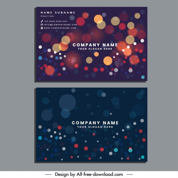thẻ kinh doanh mẫu đầy màu sắc với bokeh đèn trang trí