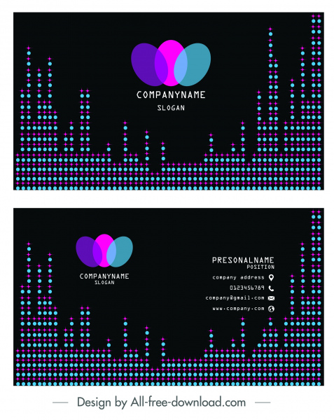 cartão de visita modelo ilusão colorida decoração luzes de pontos