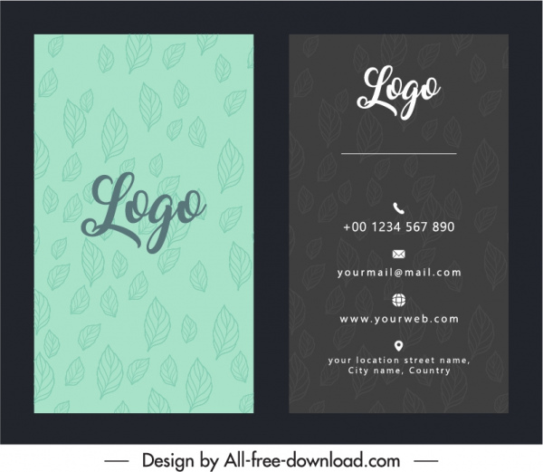 шаблон визитной карточки контраст дизайн классический ручной листья