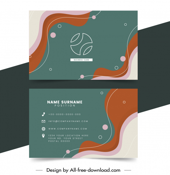 template kartu bisnis dinamis warna-warni kurva putaran dekorasi