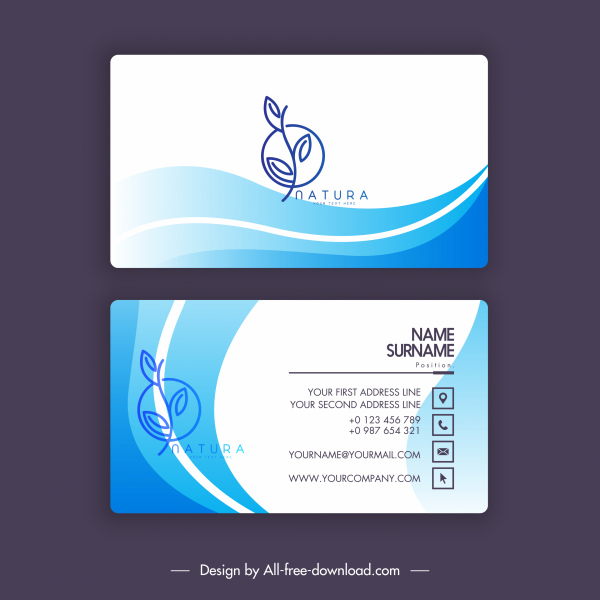plantilla de tarjeta de presentación elegante azul blanco boceto de árbol