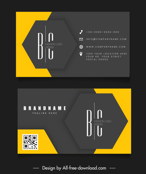 Business Card Template Elegant Contrast Geometric Decor