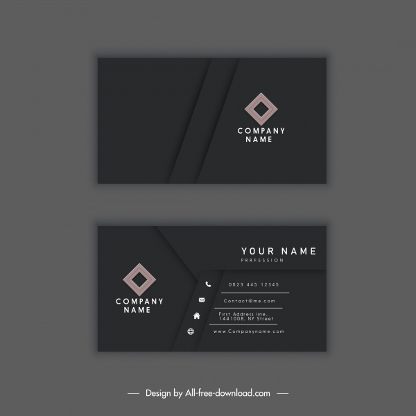 Business Card Template Elegant Dark Black Decor