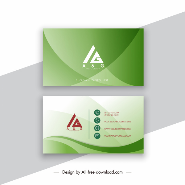 template kartu bisnis dekorasi kurva hijau elegan