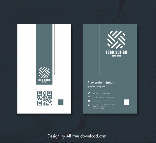 Business Card Template Elegant Plain Geometric Logotype Decor
