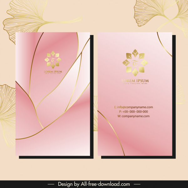 plantilla de tarjeta de visita elegante diseño brillante decoración de pétalos