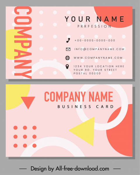 template kartu bisnis dekorasi geometris berwarna-warni datar