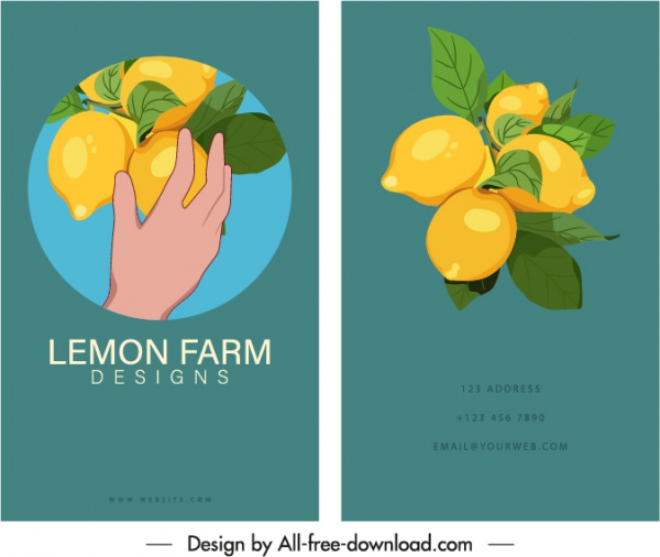 tarjeta de visita plantilla frutas de limón bosquejar elegancia clásica