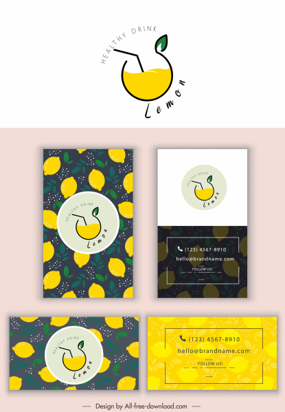 Visitenkarte Vorlage Zitrone Saft Thema flache handgezeichneten