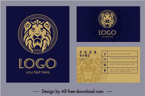 шаблон визитной карточки льва логотип декор классический дизайн