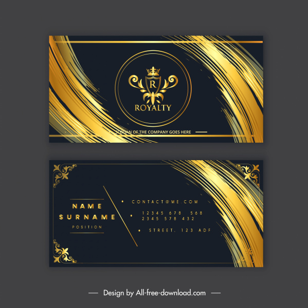 名刺テンプレート豪華な黒黄金の王室の装飾