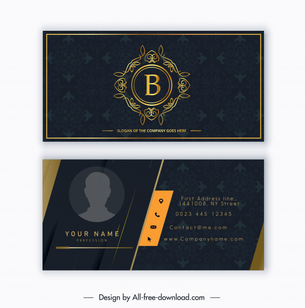 Business Card Template Luxury Dark Classic Decor