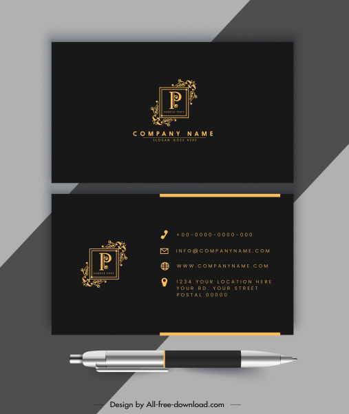 Business Card Template luxo dourado preto Royal design