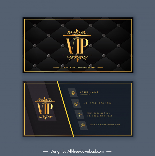 modelo de cartão de visita de luxo decoração vip preto dourado